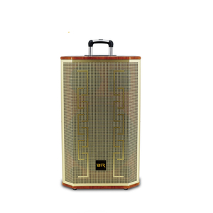 Altavoz exterior de madera dorada para fiestas con gran potencia