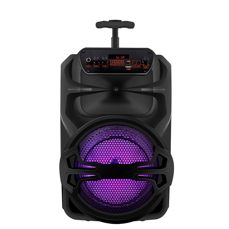 IBR marca al aire libre bluetooth karaoke caja de altavoz de música con carro de 8 pulgadas con luces